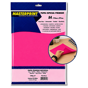 Papel Colorido Pink Neon A4 180g Masterprint com 20 Folhas Offset Premium