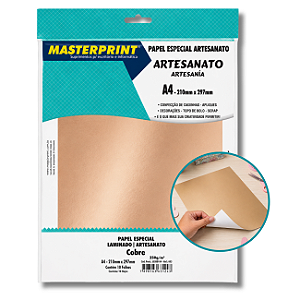 Papel Lamicote A4 250g Cobre Brilho Masterprint Pacote 10 Folhas Premium para Artesanato e Convites