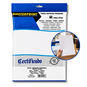 Papel Offset Diplomata A4 180g Branco Premium c/50 Folhas Masterprint