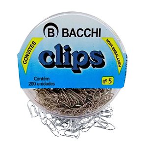 Clips Niquelado Nº5 200 Unidades Aço Bacchi