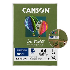 Papel Canson Iris Vivaldi Verde Safari A4 185g/m² 25 Folhas para Artesanato e Impressões