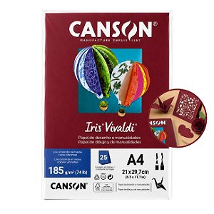 Papel Canson Iris Vivaldi Grená A4 185g/m² 25 Folhas para Artesanato e Impressões