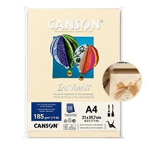 Papel Canson Iris Vivaldi Creme A4 185g/m² 25 Folhas para Artesanato e Impressões