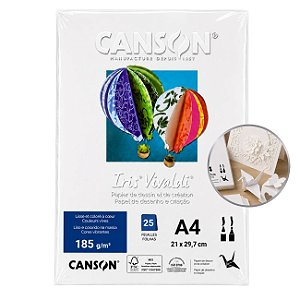 Papel Canson Iris Vivaldi Branco A4 185g/m² 25 Folhas para Artesanato e Impressões