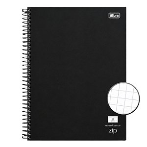 Caderno Quadriculado Capa Dura Universitário Zip Tilibra 48 Folhas 5x5mm Preto
