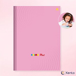 Caderno Brochura 96 folhas Capa Dura Rosa Anima Plus com Adesivo Animativa