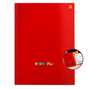 Caderno Brochura 96 folhas Capa Dura Vermelho Anima Plus com Adesivo Animativa