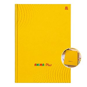 Caderno Brochura 96 folhas Capa Dura Amarelo Anima Plus com Adesivo Animativa