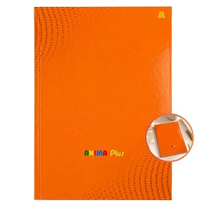 Caderno Brochura 96 folhas Capa Dura Laranja Anima Plus com Adesivo Animativa