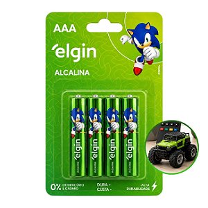 Pilha Alcalina AAA Elgin 1,5V Cartela com 4 Unidades Alta Durabilidade e Economia