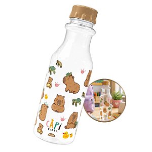 Garrafa Infantil Decorada Retrô Capivara 500ml Plasútil