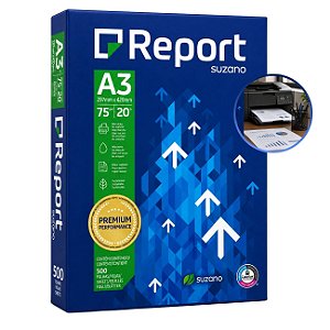Papel Sulfite A3 Report 75g Branco 500 Folhas Alta Performance para Impressão Profissional