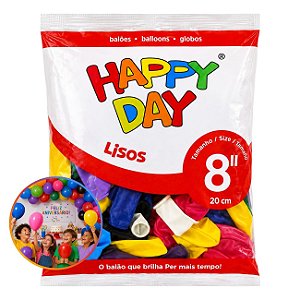 Balão Látex Nº 8 Liso Happy Day 50 Unidades Sortido Cores Vibrantes