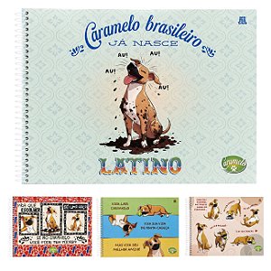 Caderno de Desenho 80 folhas Capa Dura Cachorro Caramelo 2027 com Adesivos Animativa