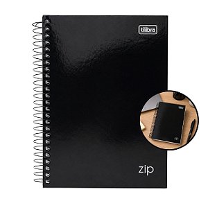 Caderno Espiral 1/4 Zip Preto 80 Folhas Pautadas 140x200mm Tilibra