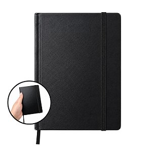 Caderneta Cambridge Preto 80 Folhas Pautada 90g/m² Capa Dura Tipo Moleskine 103x146mm com Elástico e Fitilho Tilibra