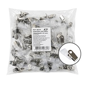 Presilha para Crachá Clips Jacaré Pacote com 100un e Alça Leitosa ACP