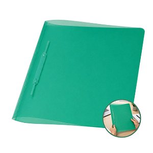 Pasta com Grampo Trilho Plástica PP Cor Verde ACP
