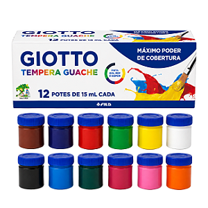 Tinta Guache Tempera Estojo 12 Cores 15ml Escolar Giotto