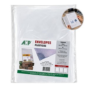 Envelope Plástico Ofício 4 Furos Médio 0,12 pacote 100un - ACP
