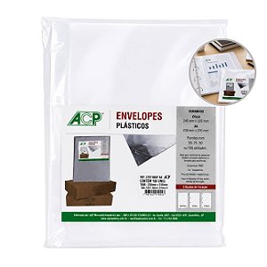 Envelope Plástico Ofício 4 Furos Médio 0,10 pacote 100un - ACP