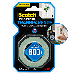 Fita Dupla Face 3M Scotch Fixa Forte Transparente 19mm x 2m Alta Fixação VHB