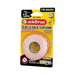Fita Dupla Face Espuma 24x2m Banana - Adelbras