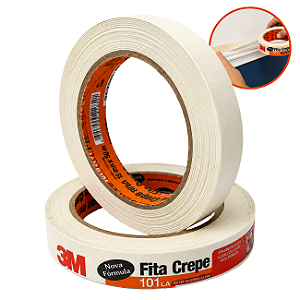 Fita Crepe 3M 101 LA 18mm x 50m Alta Aderência Uso Profissional