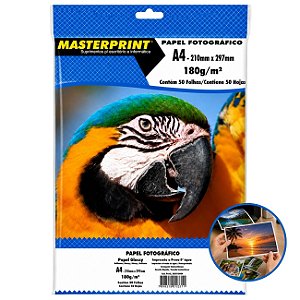 Papel Fotográfico Glossy A4 180g 50 Folhas À Prova D’Água Masterprint