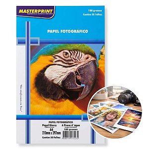 Papel Foto Glossy Paper A4 180g Pct 50fls - Masterprint