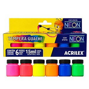 Tinta Guache 6 Cores 15ml Neon Abelhinhas - Acrilex