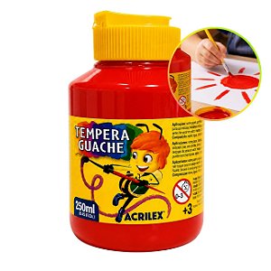 Tinta Tempera Guache 250ml Vermelho Fogo - Acrilex