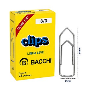 Clips Galvanizado Bacchi 8/0 Linha Leve 25 Unidades Aço Resistente