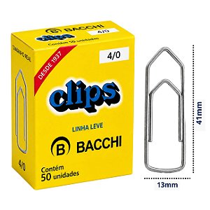 Clips Galvanizado Bacchi 4/0 Linha Leve 50 Unidades Aço Resistente