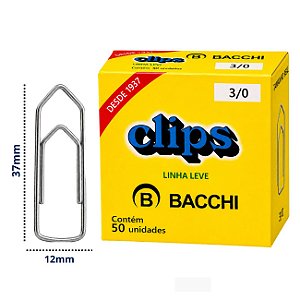 Clips Galvanizado Bacchi 3/0 Linha Leve 50 Unidades Aço Resistente