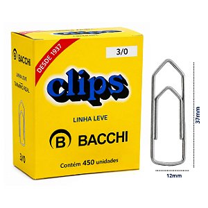 Clips Galvanizado Bacchi 3/0 Linha Leve 450 Unidades Aço Resistente