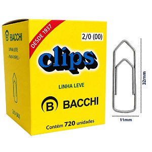 Clips Galvanizado Bacchi 2/0 Linha Leve 720 Unidades Aço Resistente
