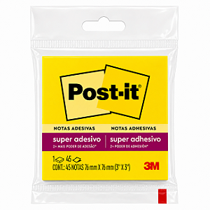 Bloco Autoadesivo 76x76mm c/ 45fls Neon Amarelo Post-It - 3M