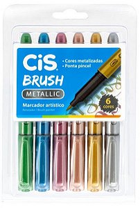 Caneta Pincel Brush Metallic c/ 6 cores - Cis