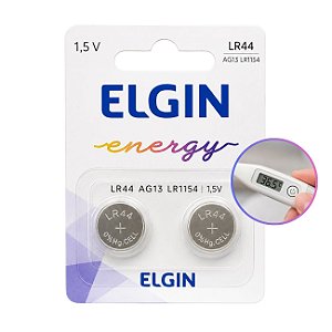 Bateria LR44 1,5V Cartela com 2 Unidades Elgin
