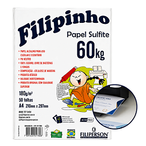 Papel Sulfite A4 180g Filipinho 50 Folhas Filiperson