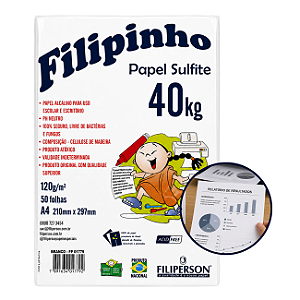 Papel Sulfite A4 120g Filipinho 50 Folhas Filiperson