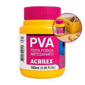 Tinta Fosca p/ Artes PVA 100ml Amarelo Ouro - Acrilex