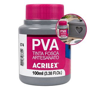 Tinta Fosca p/ Artes PVA 100ml Cinza Lunar - Acrilex