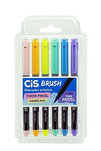 Caneta Lettering Brush Pen C/6 Tons Pastel Aquarelável – Cis