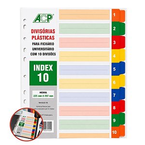 Divisórias Plásticas 10DIV PP Coloridas Fichário - ACP