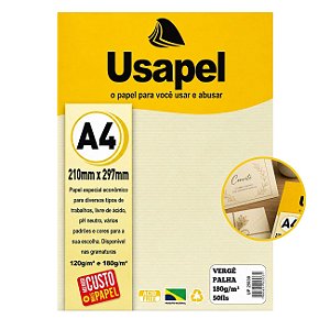 Papel Vergê A4 180g Pacote 50 Folhas Cor Palha Usapel