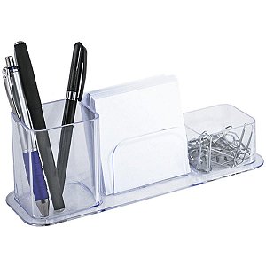 Organizador de Mesa Porta Caneta, Clips e Lembrete Cristal - Dello