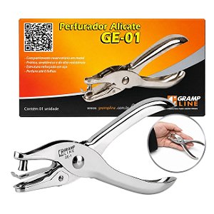 Perfurador de Papel 1 Furo GE-01 Profissional em Metal Grampline