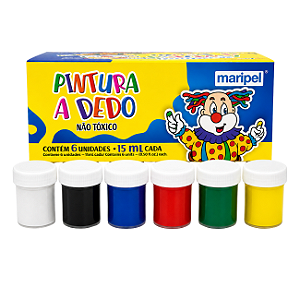 Tinta Pintura a Dedo 6 Cores 15ml - Maripel